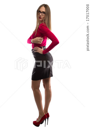 Photo of beauty slim woman in red shirt Photo of beauty slim woman in red shirt 17017008