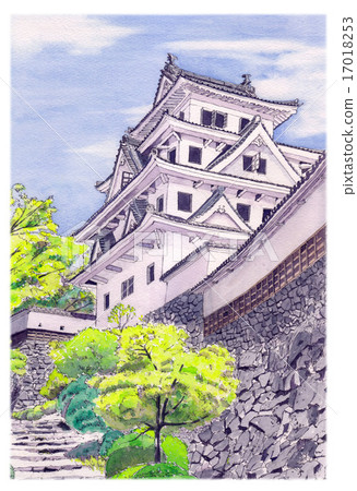 水彩縣八幡城 17018253