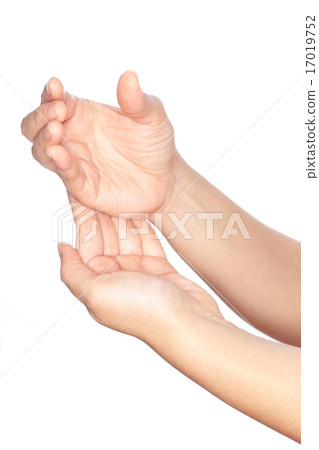Woman hand holding onto things on white background 17019752