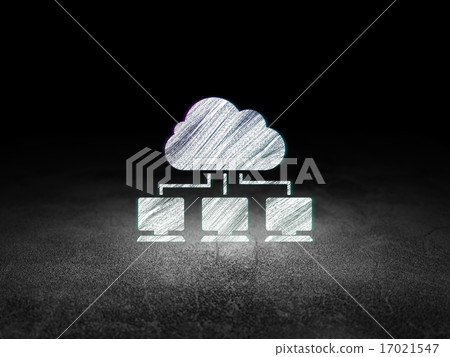 Cloud computing concept: Cloud Network in grunge dark room 17021547