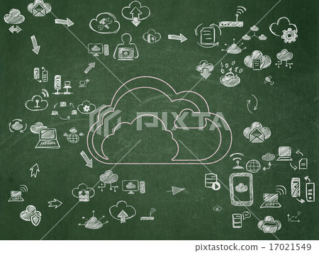 Cloud networking concept: Cloud on School Board background 17021549