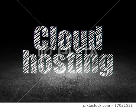 Cloud technology concept: Cloud Hosting in grunge dark room Cloud technology concept: Cloud Hosting in grunge dark room 17021551