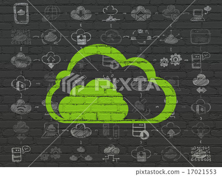 Cloud technology concept: Cloud on wall background Cloud technology concept: Cloud on wall background 17021553