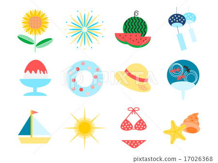 Summer image illustration material set Summer image illustration material set 17026368