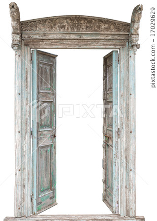 Grey retro style wooden door isolated on white Grey retro style wooden door isolated on white 17029629