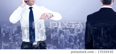 Composite image of rear view of an elegant businessman Composite image of rear view of an elegant businessman 17030430