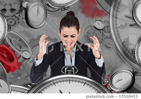 Composite image of angry businesswoman gesturing Composite image of angry businesswoman gesturing 17030433