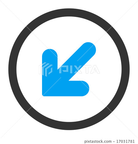 Arrow Down Left flat blue and gray colors... - Stock Illustration ...