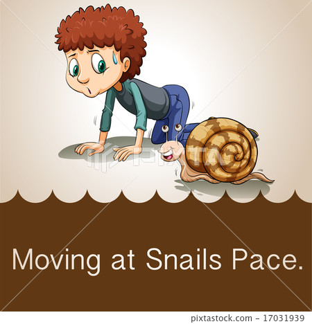 Man crawling beside snail 17031939