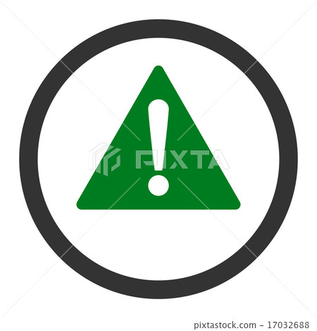 Warning flat green and gray colors rounded raster icon 17032688