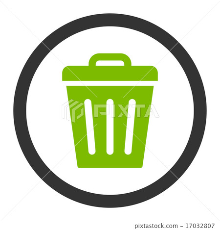 Trash Can flat eco green and gray colors rounded raster icon 17032807