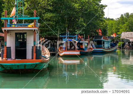 local fishing boats on Klong on Koh Chang Thailand 17034091