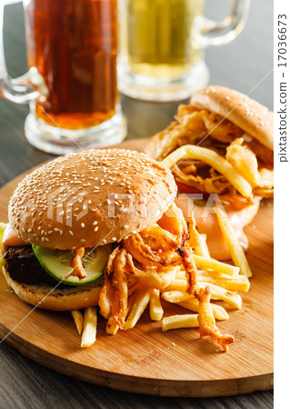 burger with french fries burger with french fries 17036673