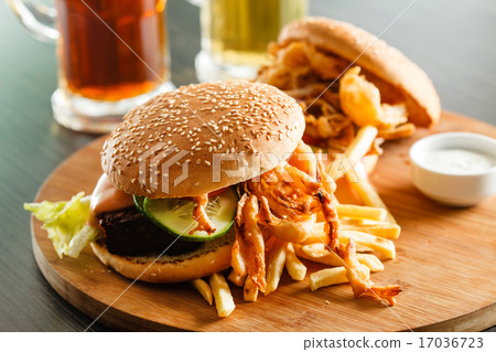 burger with french fries burger with french fries 17036723