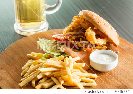 burger with french fries burger with french fries 17036725