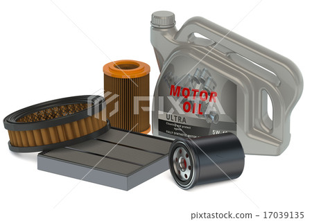 Car oil filters and motor oil can 17039135