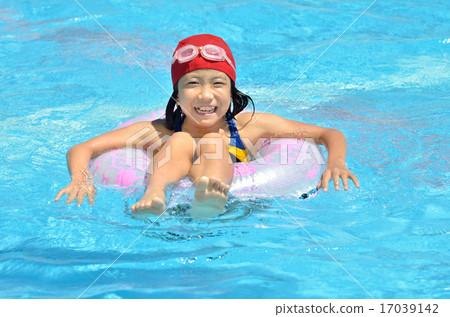 Girls laughing at the pool 17039142
