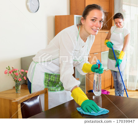 Two cheerful girls make cleaning 17039947