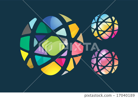 Vector globe abstract logo template. Circle round shape and earth symbol, geometric icon, creative 17040189
