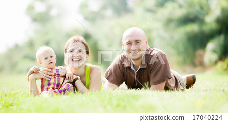 Happy family of three Happy family of three 17040224