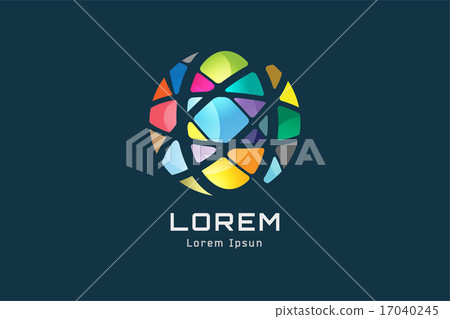 Vector globe abstract logo template. Circle round shape and earth symbol, geometric icon, creative 17040245