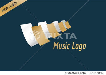 Music piano keys logo icon template. Melody, classic, note symbol or paper, book, jazz song, royal 17042892