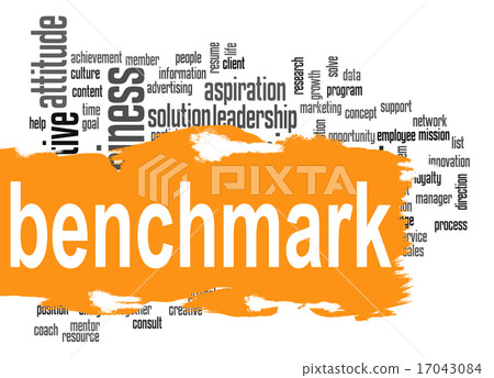 Benchmark word cloud with orange banner 17043084