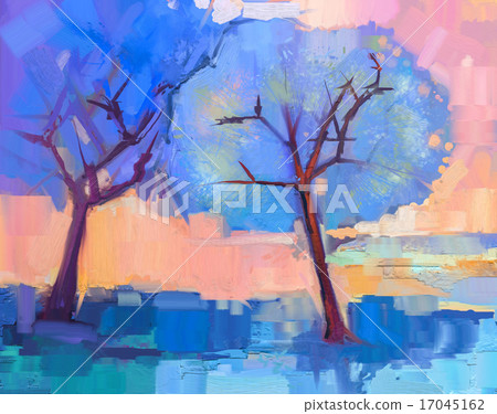 Abstract colorful oil painting landscape - Stock Illustration [17045162 ...