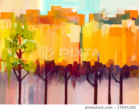 Abstract colorful oil painting landscape - Stock Illustration [17045200 ...
