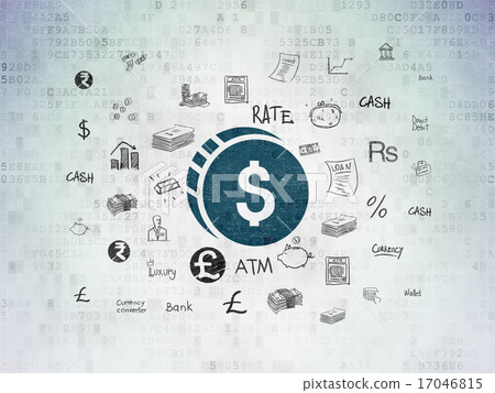 Banking concept: Dollar Coin on Digital Paper background Banking concept: Dollar Coin on Digital Paper background 17046815