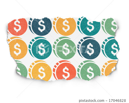Money concept: Dollar Coin icons on Torn Paper background Money concept: Dollar Coin icons on Torn Paper background 17046828