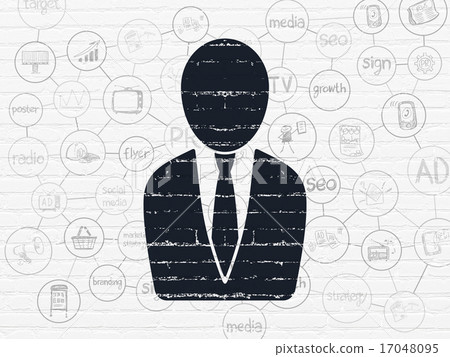 Marketing concept: Business Man on wall background Marketing concept: Business Man on wall background 17048095