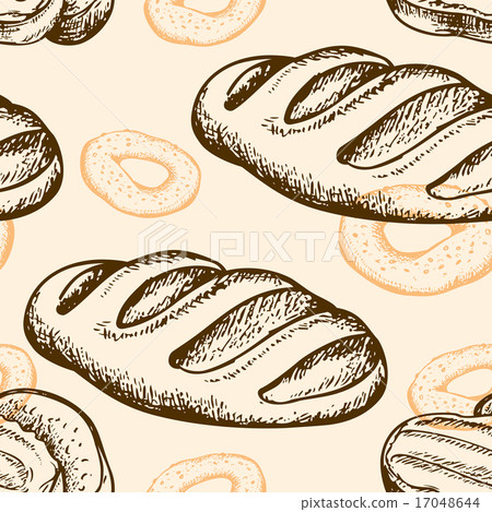 Seamless pattern with bagel and baguette Seamless pattern with bagel and baguette 17048644
