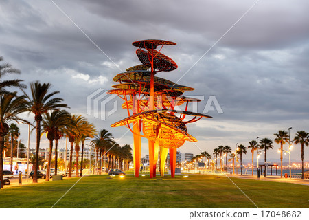 The view on metal structure landmark in sunset 17048682