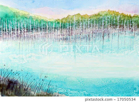 A sketch of a blue pond Sightseeing in Hokkaido sightseeing Furano 17050534