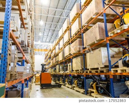 Modern warehouse with forklifts Modern warehouse with forklifts 17052863