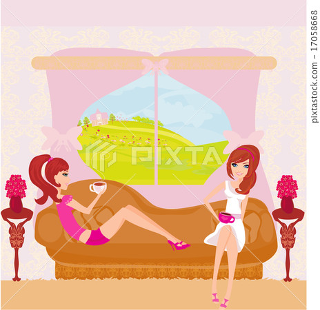 cute pretty girls in coffee break 17058668