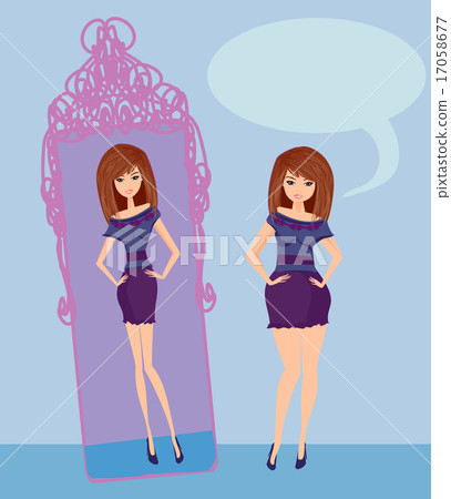 Full lady enjoys her slim reflection 17058677