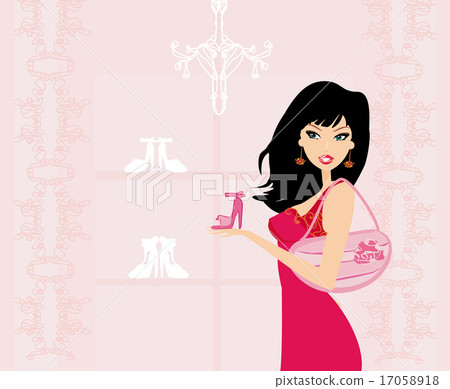 Fashion girl shopping in shoe shop 17058918