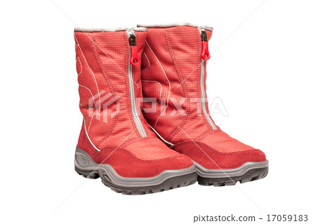 children's red waterproof boots on a white background 17059183