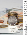 one ruble and the euro (coins and banknotes) 17059203