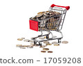 Shopping cart with rubles isolated on white 17059208