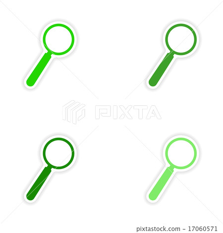 assembly realistic sticker design on paper magnifying glass 17060571