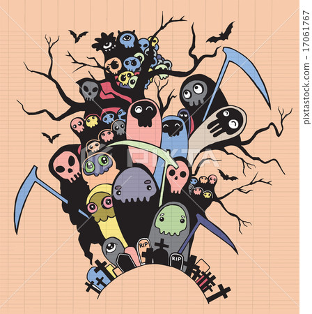 Hand drawn Death skeleton characters for Halloween Hand drawn Death skeleton characters for Halloween 17061767