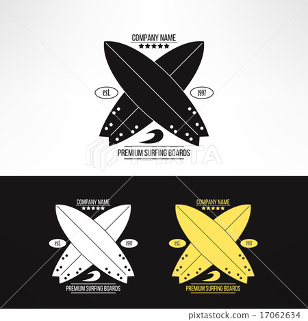 Vector surfing company label logo made in modern vintage design. T-shirt print. Surfboards emblem 17062634