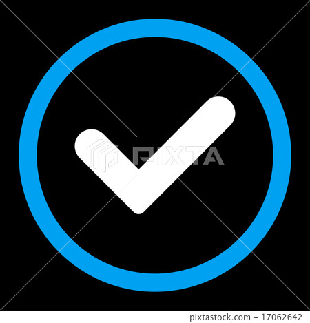 Yes flat blue and white colors rounded vector icon 17062642