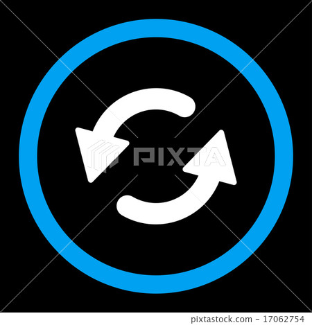 Refresh Ccw flat blue and white colors rounded vector icon 17062754