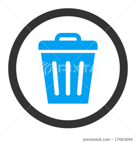 Trash Can flat blue and gray colors rounded vector icon 17063094