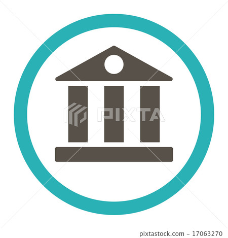 Bank flat grey and cyan colors rounded vector icon 17063270