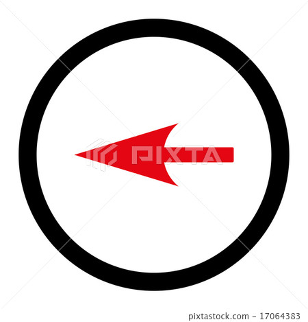 Sharp Left Arrow flat intensive red and black colors rounded vector icon Sharp Left Arrow flat intensive red and black colors rounded vector icon 17064383